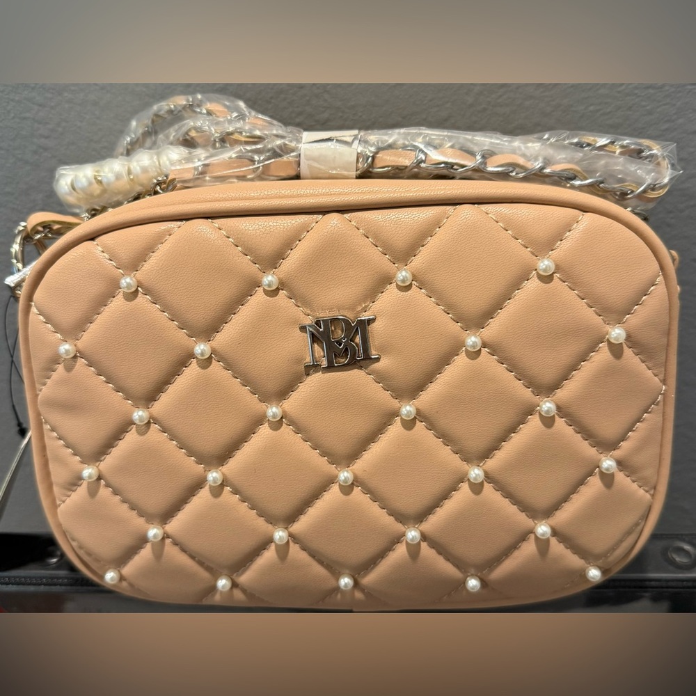 Badgley Mischka Tan Quilted Crossbody Bag